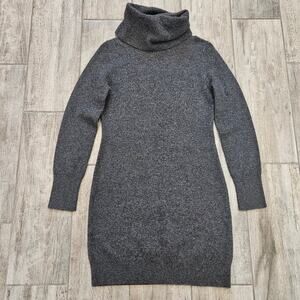 Knyt and Lynk Cashmere Sweater Dress Women XS Charcoal Turtle Neck Winter